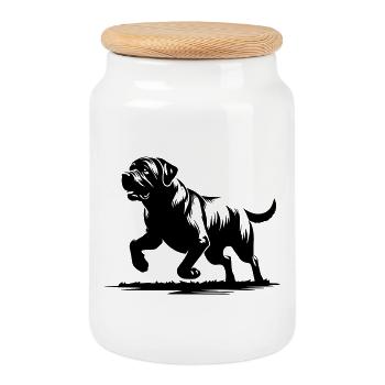 English Mastiff - Keksdose mit Holzdeckel - Weiß - Vorne