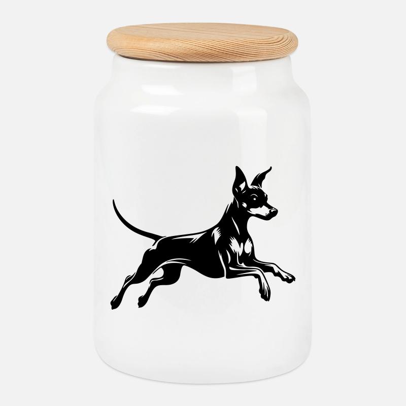 Zwergpinscher - Keksdose mit Holzdeckel - Weiß