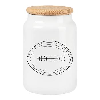 American football - Cookie Jar with Wooden Lid - white - Front