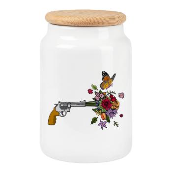 A gun for peace - Cookie Jar with Wooden Lid - white - Front