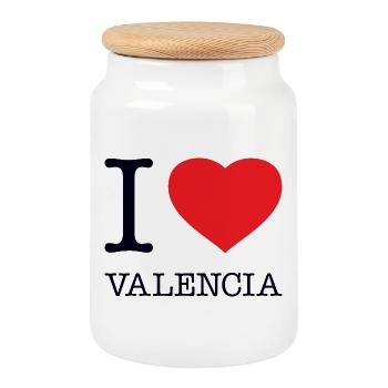 I LOVE VALENCIA - Cookie Jar with Wooden Lid - white - Front