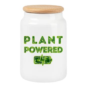 Plant powered - Cookie Jar with Wooden Lid - white - Front