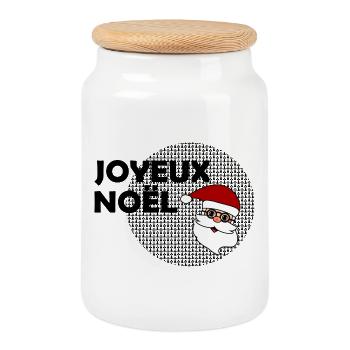 NOËL. JOYEUX NOËL. MERRY CHRISTMAS - Boîte à biscuits avec couvercle en bois - blanc - Devant
