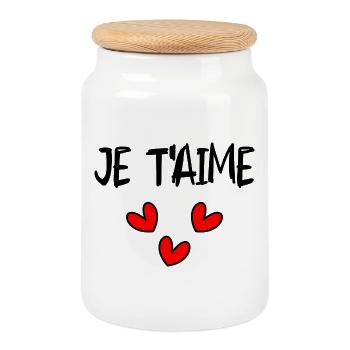 SANTA CLAUS. CHRISTMAS. MERRY CHRISTMAS. MERRY CHRISTMAS - Cookie Jar with Wooden Lid - white - Front