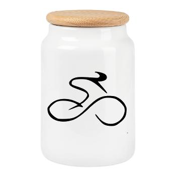 Rennrad Linienkunst Schwarz - Keksdose mit Holzdeckel - Weiß - Vorne