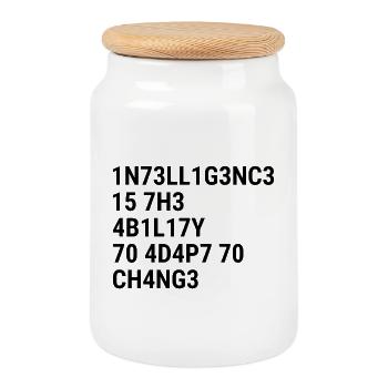 Intelligenz ist die Fähigkeit, sich an Veränderungen anzupassen Bla - Keksdose mit Holzdeckel - Weiß - Vorne