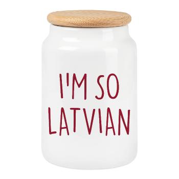 I'M SO LATVIAN Latvia Lettland - Keksdose mit Holzdeckel - Weiß - Vorne