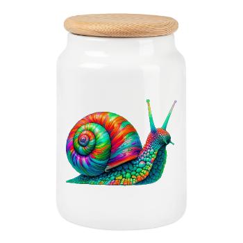 Snail - Cookie Jar with Wooden Lid - white - Front