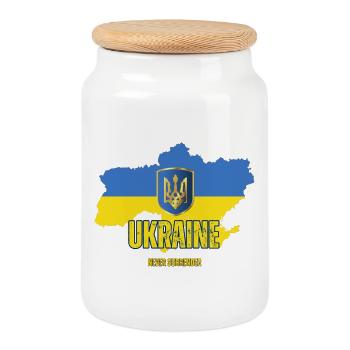 Ukrainische Flagge, Ukrainischer Stolz - Keksdose mit Holzdeckel - Weiß - Vorne