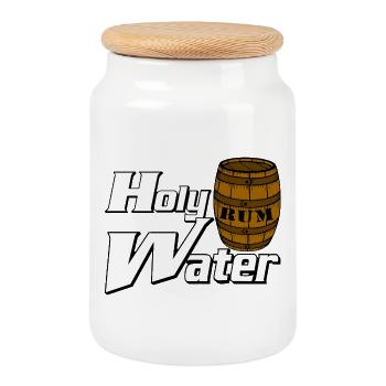 Holy Water Rum Barrel - Cookie Jar with Wooden Lid - white - Front