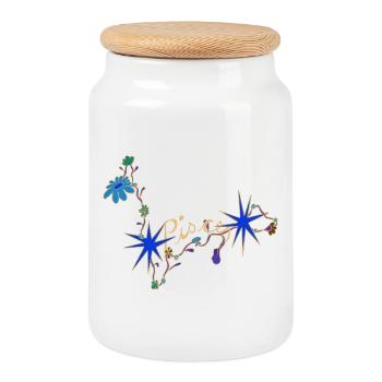 Poissons – Signes et fleurs mystiques du zodiaque - Boîte à biscuits avec couvercle en bois - blanc - Devant