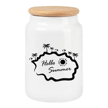 Hello Summer Insel Palmen - Keksdose mit Holzdeckel - Weiß - Vorne