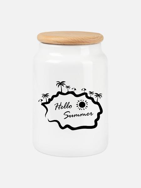 Hello Summer Insel Palmen - Keksdose mit Holzdeckel - Weiß