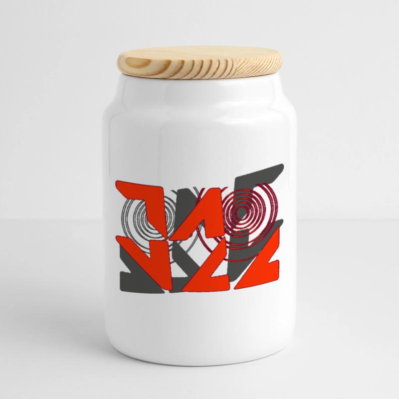 Jazz Graffiti Pattern Cookie Jar with Wooden Lid