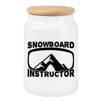 Snowboard instructor - Cookie Jar with Wooden Lid - white - Front
