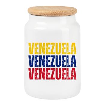 Flag of Venezuela, Venezuelan pride - Cookie Jar with Wooden Lid - white - Front
