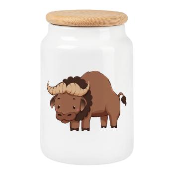 Buffle - Boîte à biscuits avec couvercle en bois - blanc - Devant