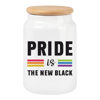 LGBTQ Pride Month - Pride is the New Black - Cookie Jar with Wooden Lid - white - Front