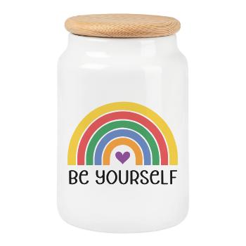 LGBTQ Pride Month - Sei du selbst - Keksdose mit Holzdeckel - Weiß - Vorne