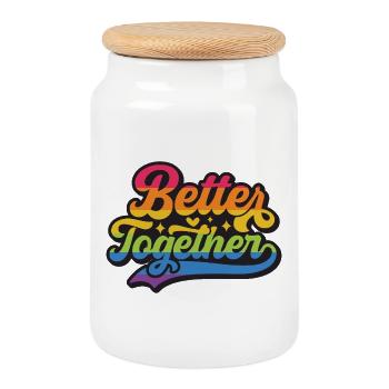 Mois de la fierté LGBT - Better Together - Boîte à biscuits avec couvercle en bois - blanc - Devant