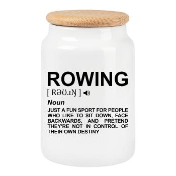 Rowing Meaning - Cookie Jar with Wooden Lid - white - Front