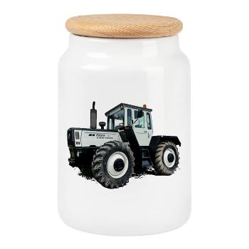 Agricultural legend in grey - Cookie Jar with Wooden Lid - white - Front