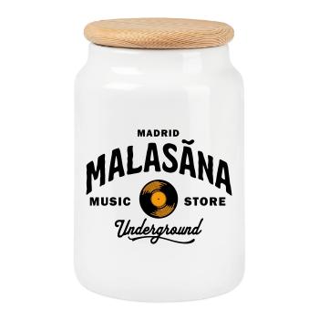 Madrid Malasaña Music Store Underground - Vintage - Keksdose mit Holzdeckel - Weiß - Vorne