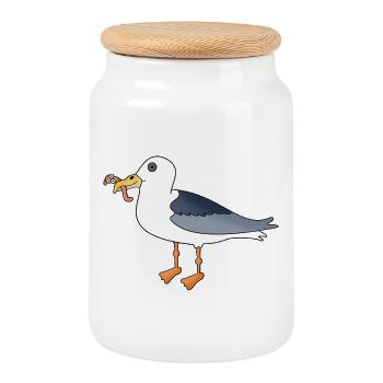 Seagull and Wattwurm Wattn Team - Cookie Jar with Wooden Lid - white - Front