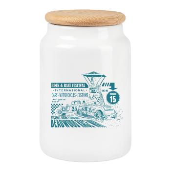 Vintages Motorsport Racing Design - Keksdose mit Holzdeckel - Weiß - Vorne