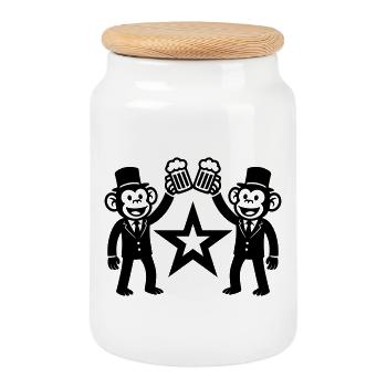 Enterrement de vie de jeune fille Monkey Crew Groom - Boîte à biscuits avec couvercle en bois - blanc - Devant