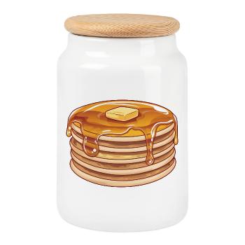 Sweet Classic Pancake Stack - Cookie Jar with Wooden Lid - white - Front