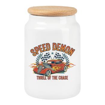 Speed Demon Custom Car Design - Keksdose mit Holzdeckel - Weiß - Vorne