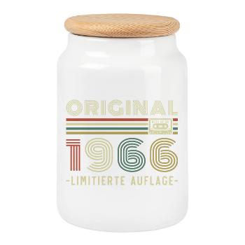 Original 1966 Jahrgang Vintage Geburtstag Retro - Keksdose mit Holzdeckel - Weiß - Vorne