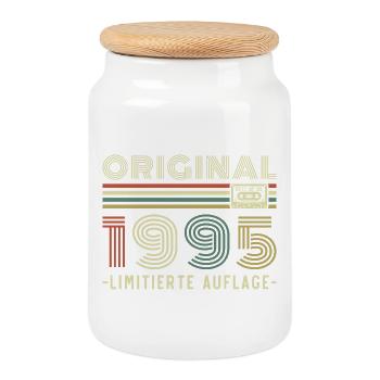 Original 1995 Jahrgang Vintage Geburtstag Retro - Keksdose mit Holzdeckel - Weiß - Vorne