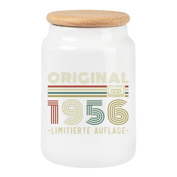 Original 1956 Jahrgang Vintage Geburtstag Retro - Keksdose mit Holzdeckel - Weiß - Vorne