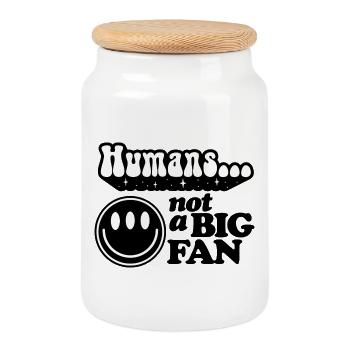 Humains Sourire Design Rétro - Boîte à biscuits avec couvercle en bois - blanc - Devant