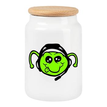 Gamer Headset Caterpillar Nerd Gaming Headphones Play - Cookie Jar with Wooden Lid - white - Front