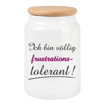 Confident Quote I'm Frustration Tolerant - Cookie Jar with Wooden Lid - white - Front