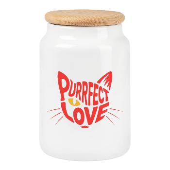 Cat Lover Purrfekte Liebe - Katzenfreund - Cookie Jar with Wooden Lid - white - Front