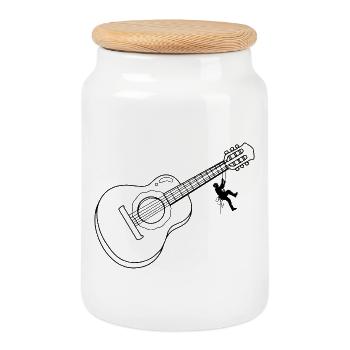 Un alpiniste grimpe sur la guitare - Boîte à biscuits avec couvercle en bois - blanc - Devant