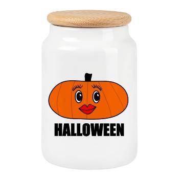 HALLOWEEN. PUMPKIN. HALLOWEEN PUMPKIN - Cookie Jar with Wooden Lid - white - Front