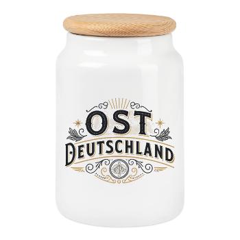 OST Deutschland Retro Design - Keksdose mit Holzdeckel - Weiß - Vorne