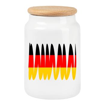 Deutschland Flagge - Keksdose mit Holzdeckel - Weiß - Vorne