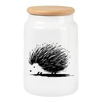 Igel - Keksdose mit Holzdeckel - Weiß - Vorne
