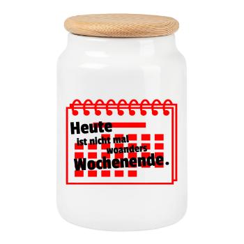 Nirgends Wochenende - Keksdose mit Holzdeckel - Weiß - Vorne