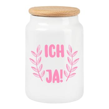 JGA Team Braut Junggesellinnenabschied - Keksdose mit Holzdeckel - Weiß - Vorne