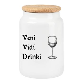 Veni vidi drinki - Boîte à biscuits avec couvercle en bois - blanc - Devant