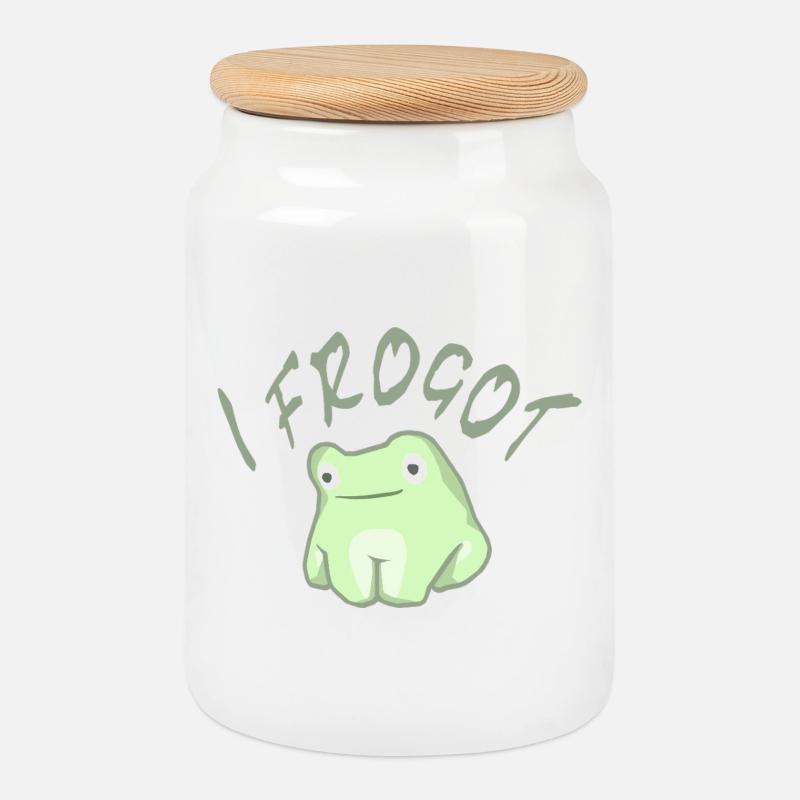Frogot light - Cookie Jar with Wooden Lid - white