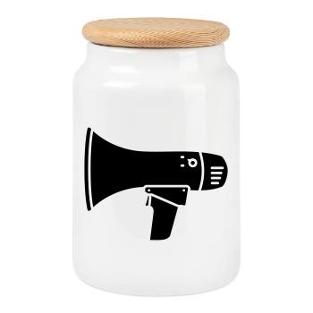 Megaphone loud demo ultras - Cookie Jar with Wooden Lid - white - Front