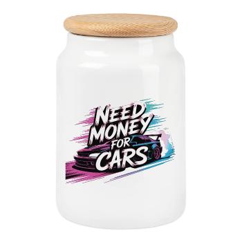Besoin d’argent pour les voitures – Tuning & Car-Lifestyle - Boîte à biscuits avec couvercle en bois - blanc - Devant